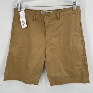 Lacoste Men's Flat Front Chino Shorts in Khaki